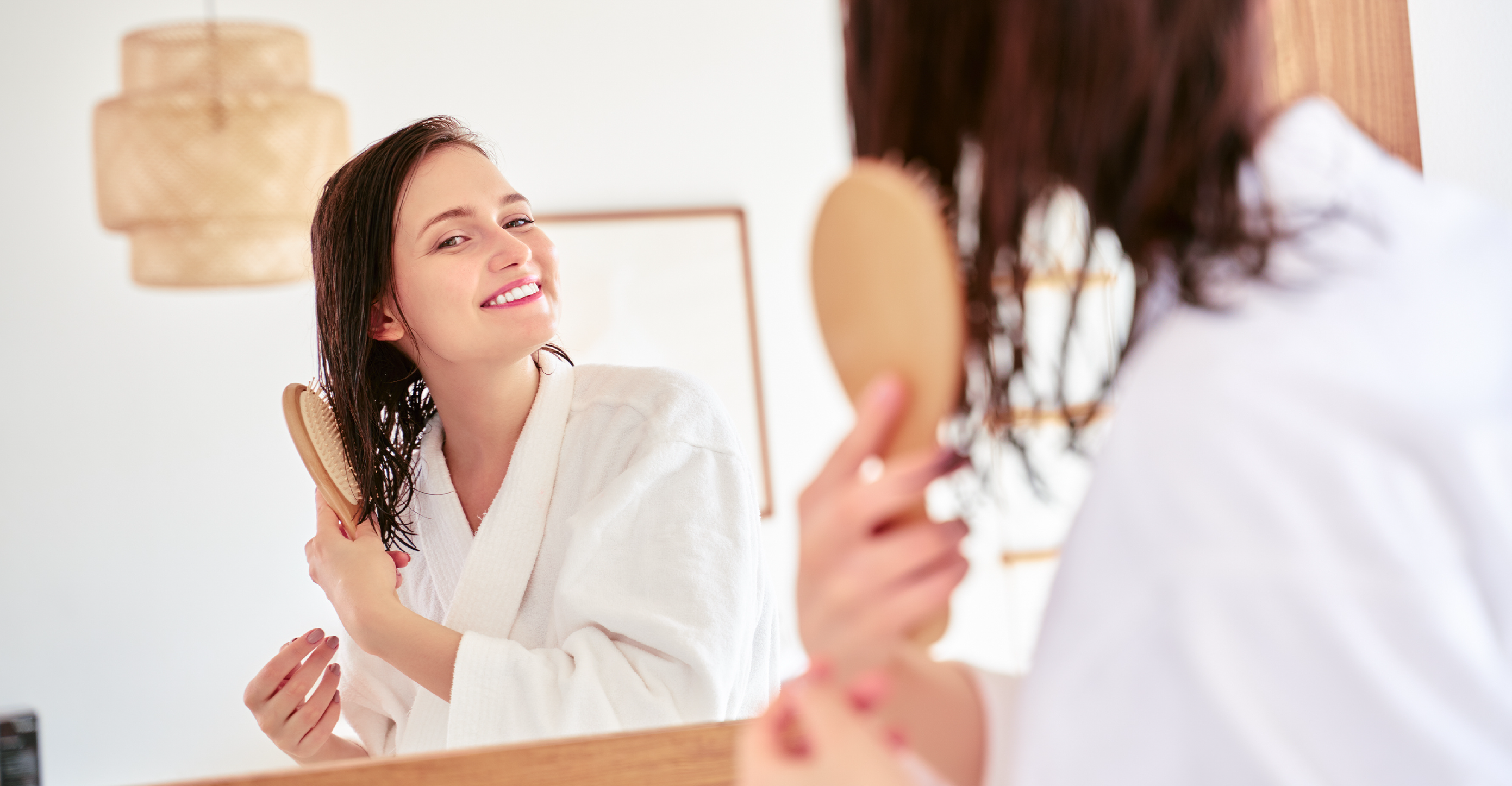 Woman brushing her hair