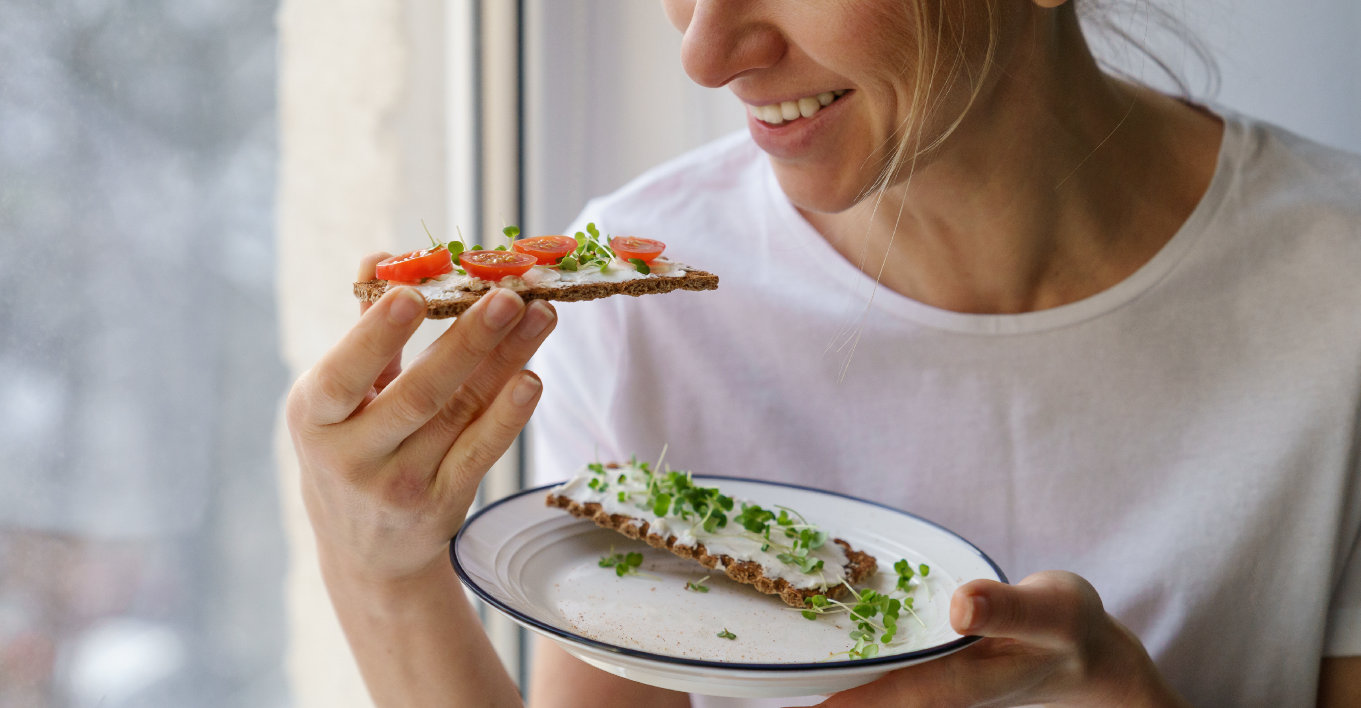 woman having a healthy snack 