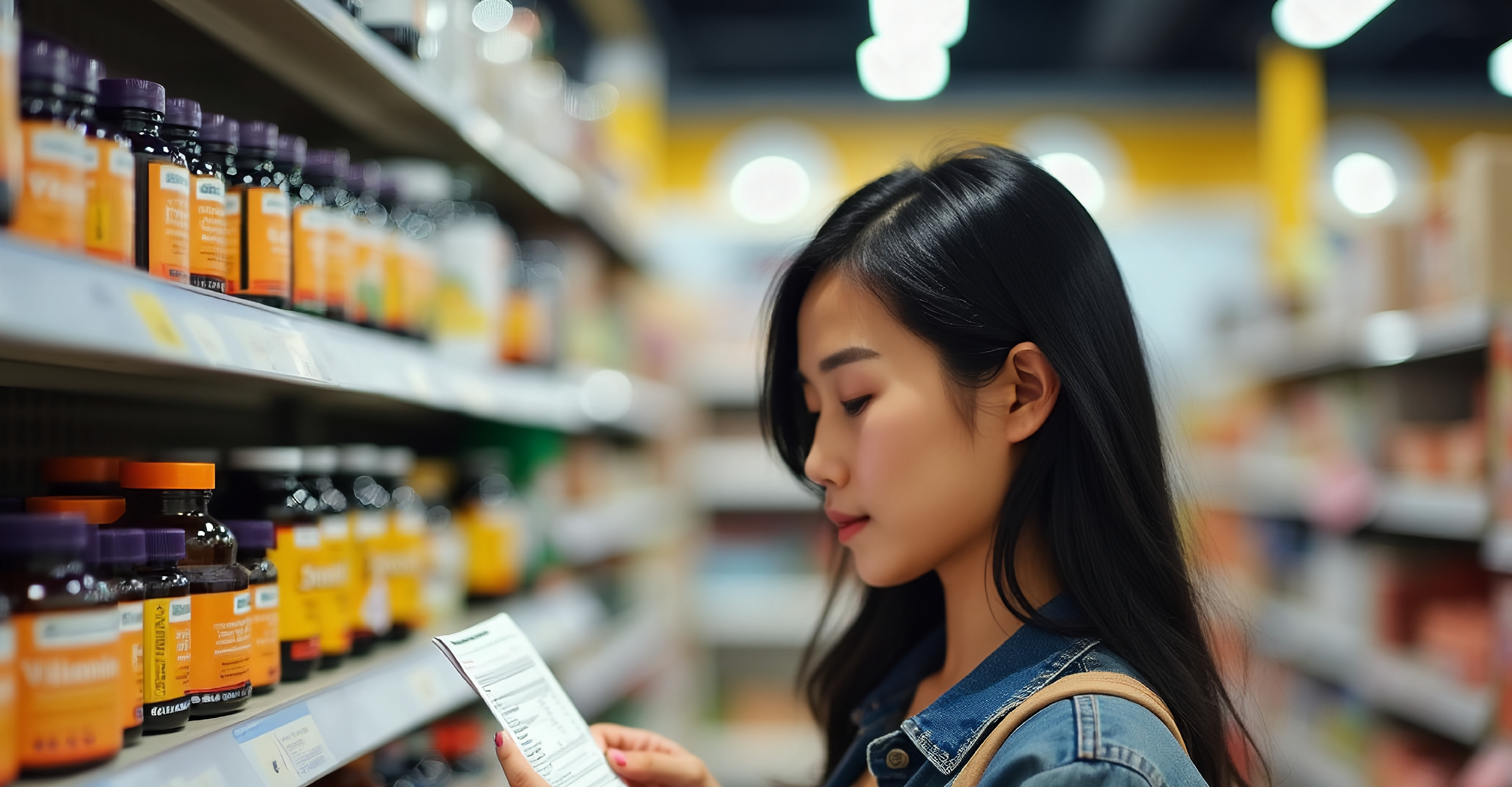 woman reviewing vitamins 