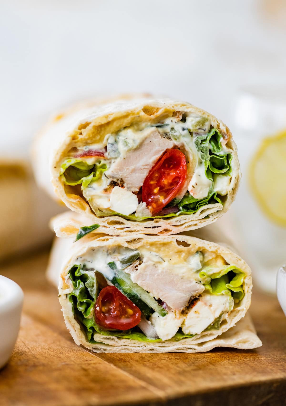 Healthy Greek Chicken Wrap with Hummus and Tzatziki